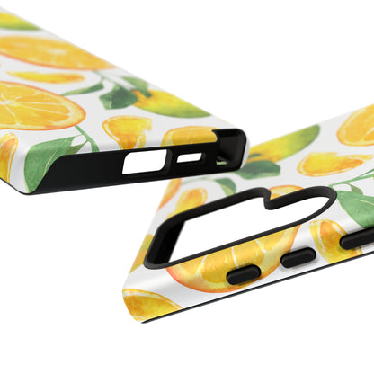 Sunny Citrus Grove Tough Samsung Galaxy Case – Watercolor Orange Design, Dual - Layer Protection - BOGO Cases