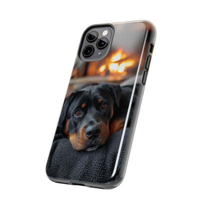 Warm Rottweiler by the Fireplace Samsung Galaxy Case – Rustic Charm for Dog Lovers