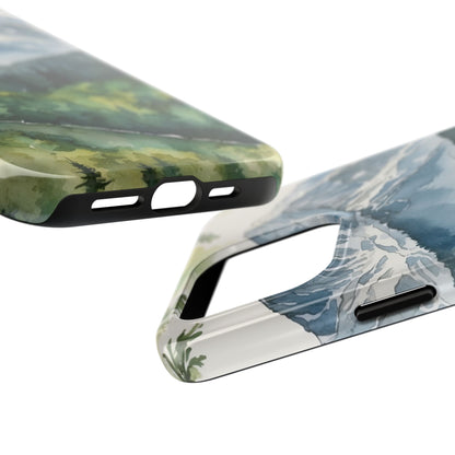 Watercolor Alpine Mountainscape - iPhone Case