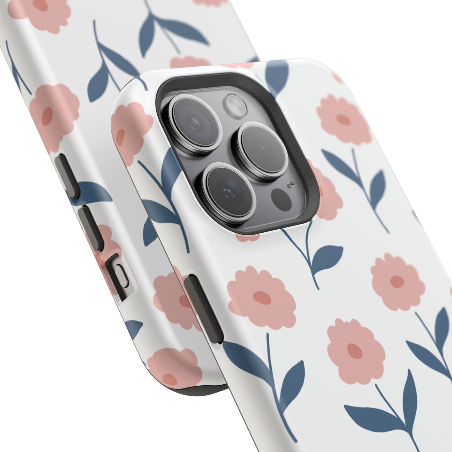 Playful Pink Floral Tough MagSafe  iPhone Case – Soft Pastel Design, Slim & Shockproof