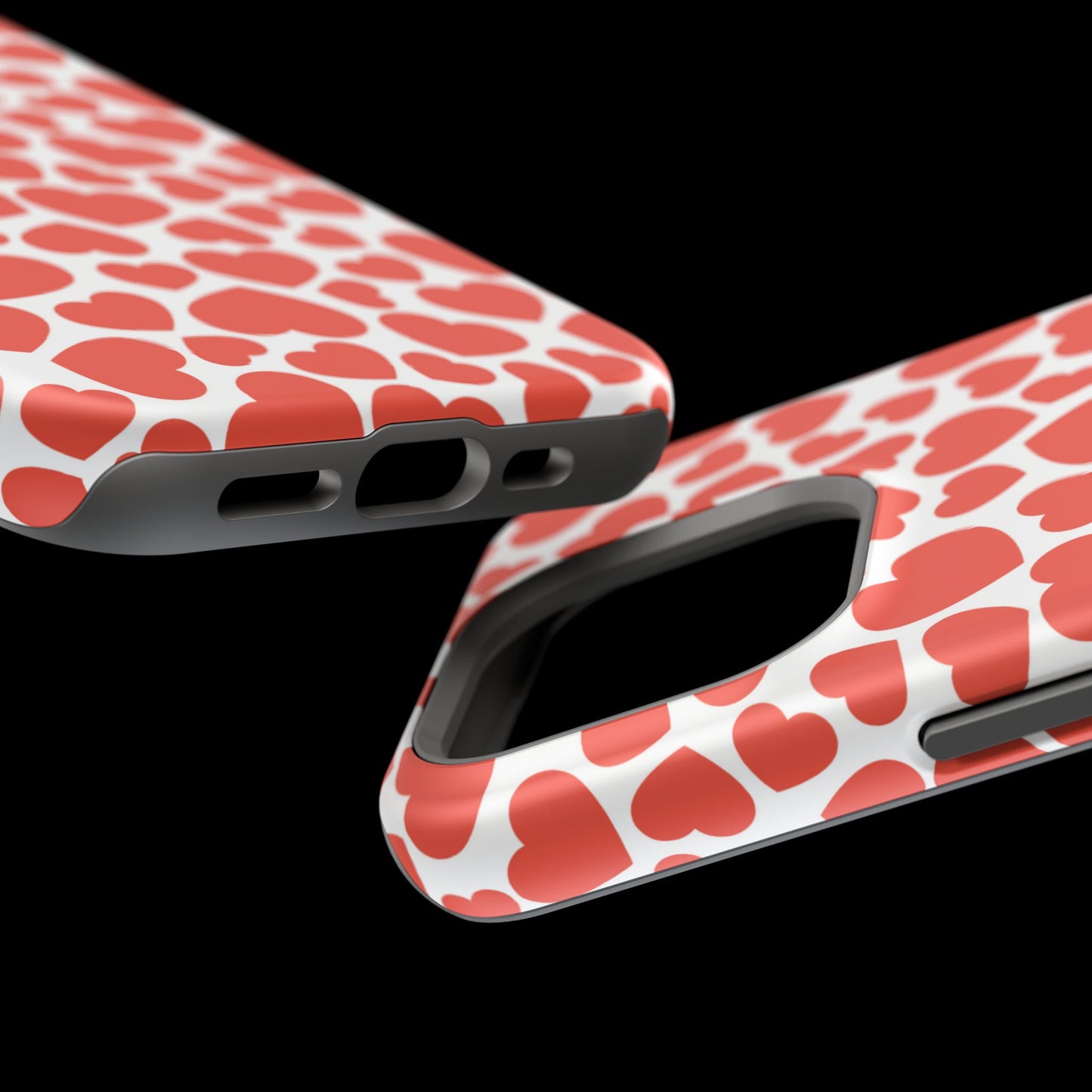 Playful White Hearts on Red MagSafe Case