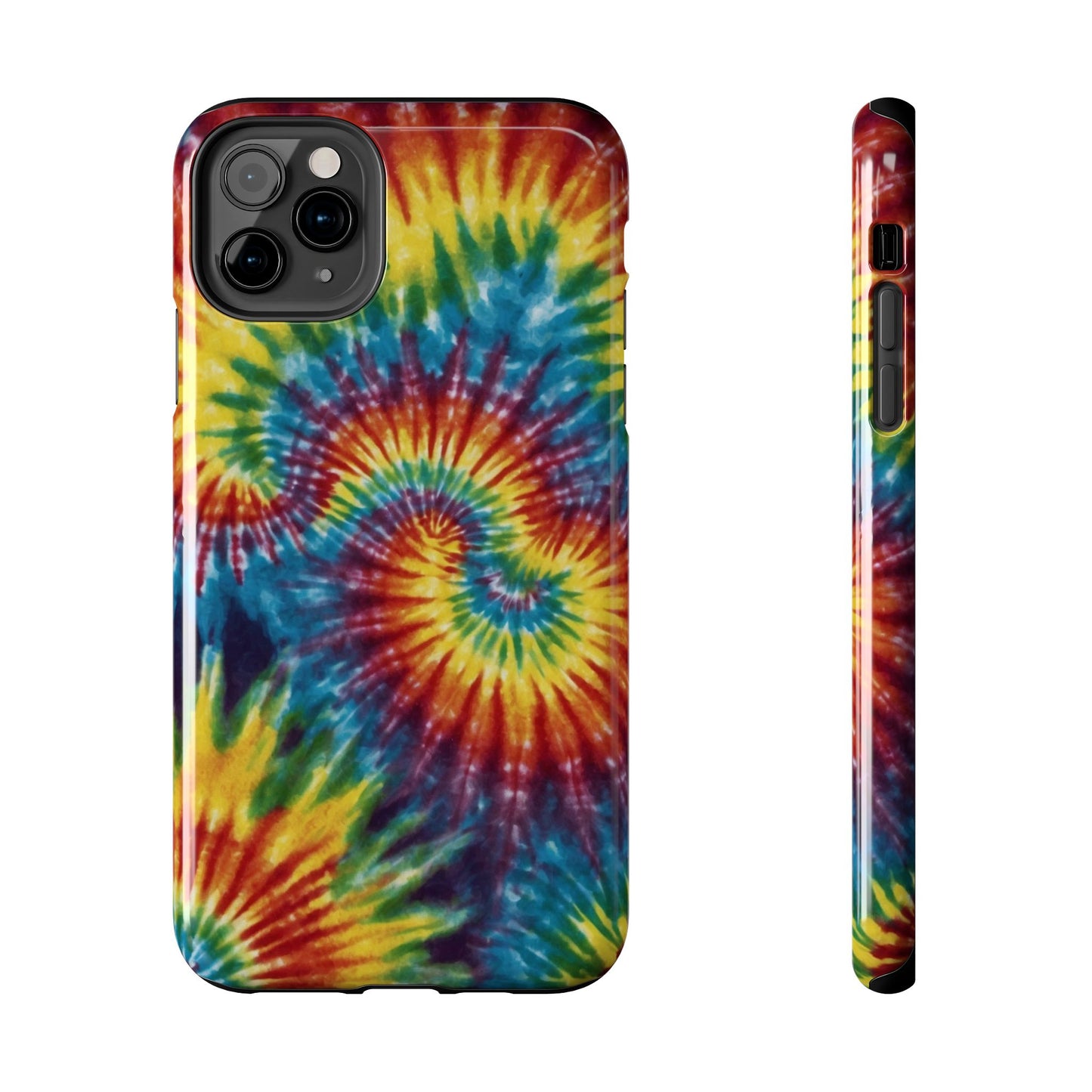 Retro Tie-Dye Swirl iPhone Case – Rainbow Spiral Design