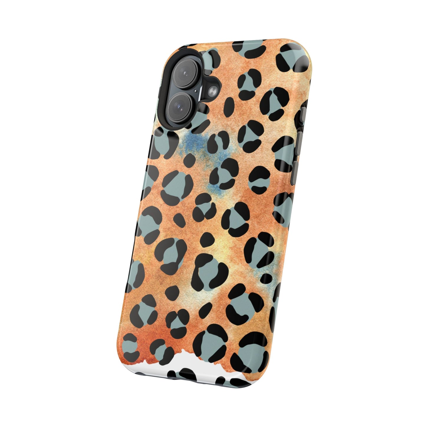 Sunset Watercolor Leopard Print Tough MagSafe iPhone Case – Artistic Animal Pattern with Dual-Layer Protection