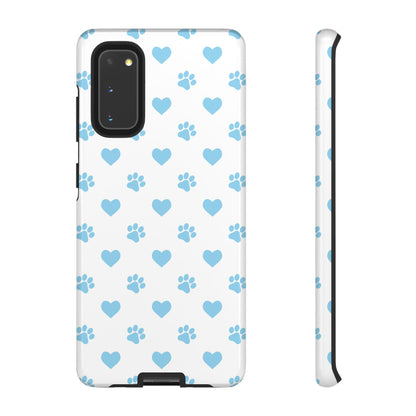 Blue Paw Prints & Hearts – Samsung Galaxy Case for Pet Lovers