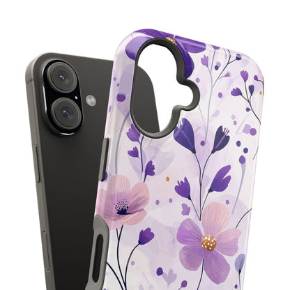 Purple Floral Bliss MagSafe iPhone Case – Delicate Blossom Design