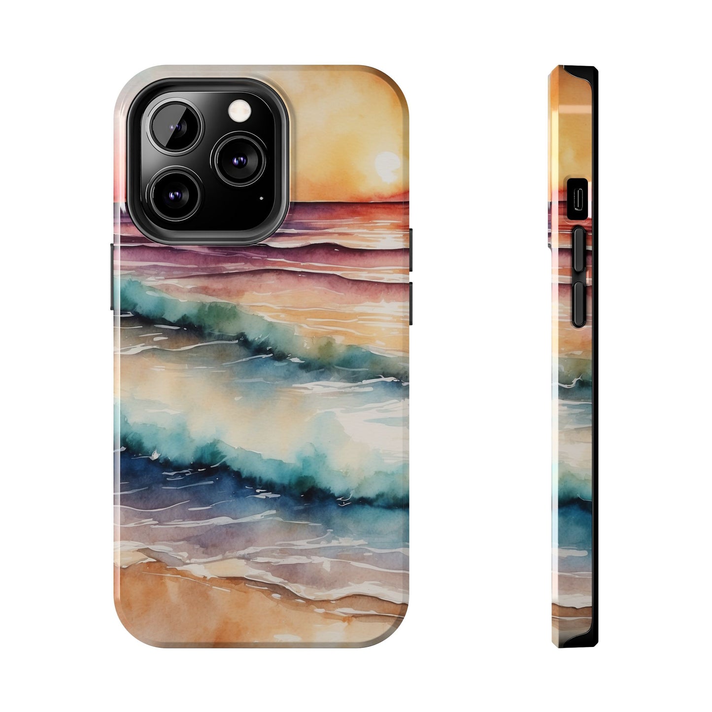 Sunset Waves iPhone Case – Vibrant Watercolor Design