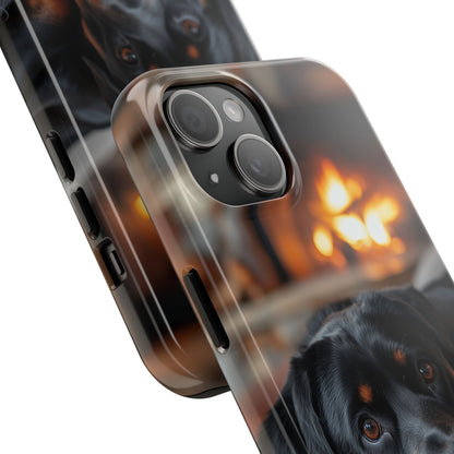 Warm Rottweiler by the Fireplace Samsung Galaxy Case – Rustic Charm for Dog Lovers