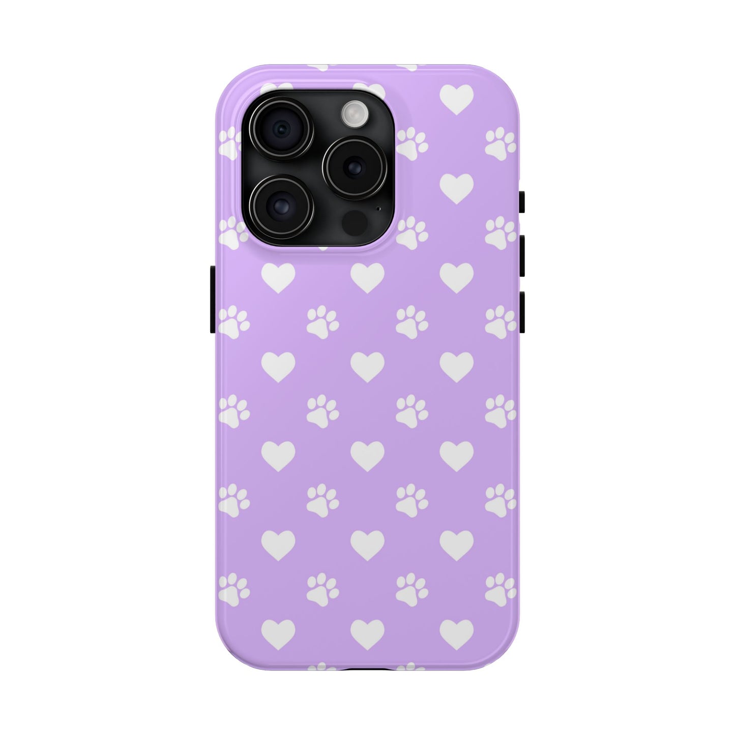 Lilac Paw Prints & Hearts – iPhone Case