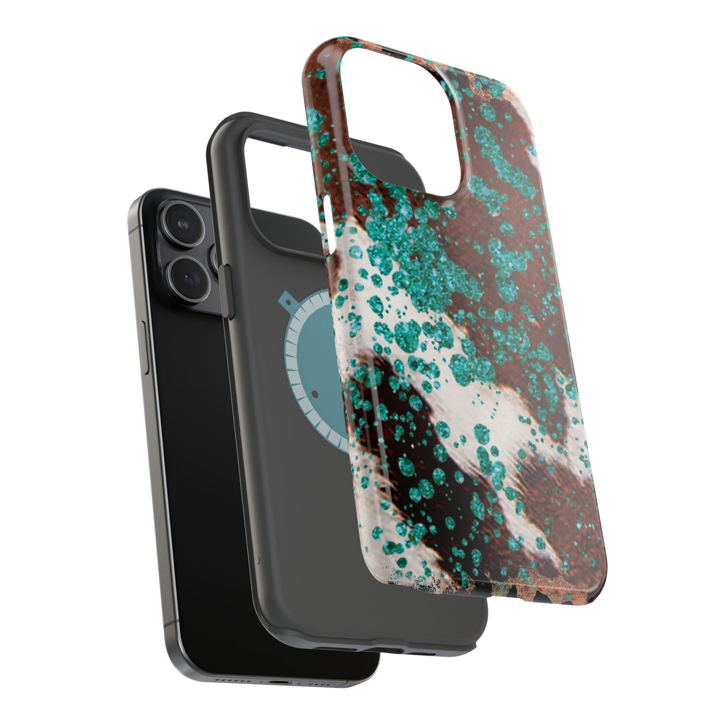 Teal Glitter Cowhide - MagSafe iPhone Series Case