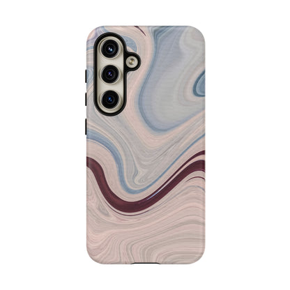 Marble Swirl Elegance – Samsung Galaxy Case in Blue & Blush Abstract Design