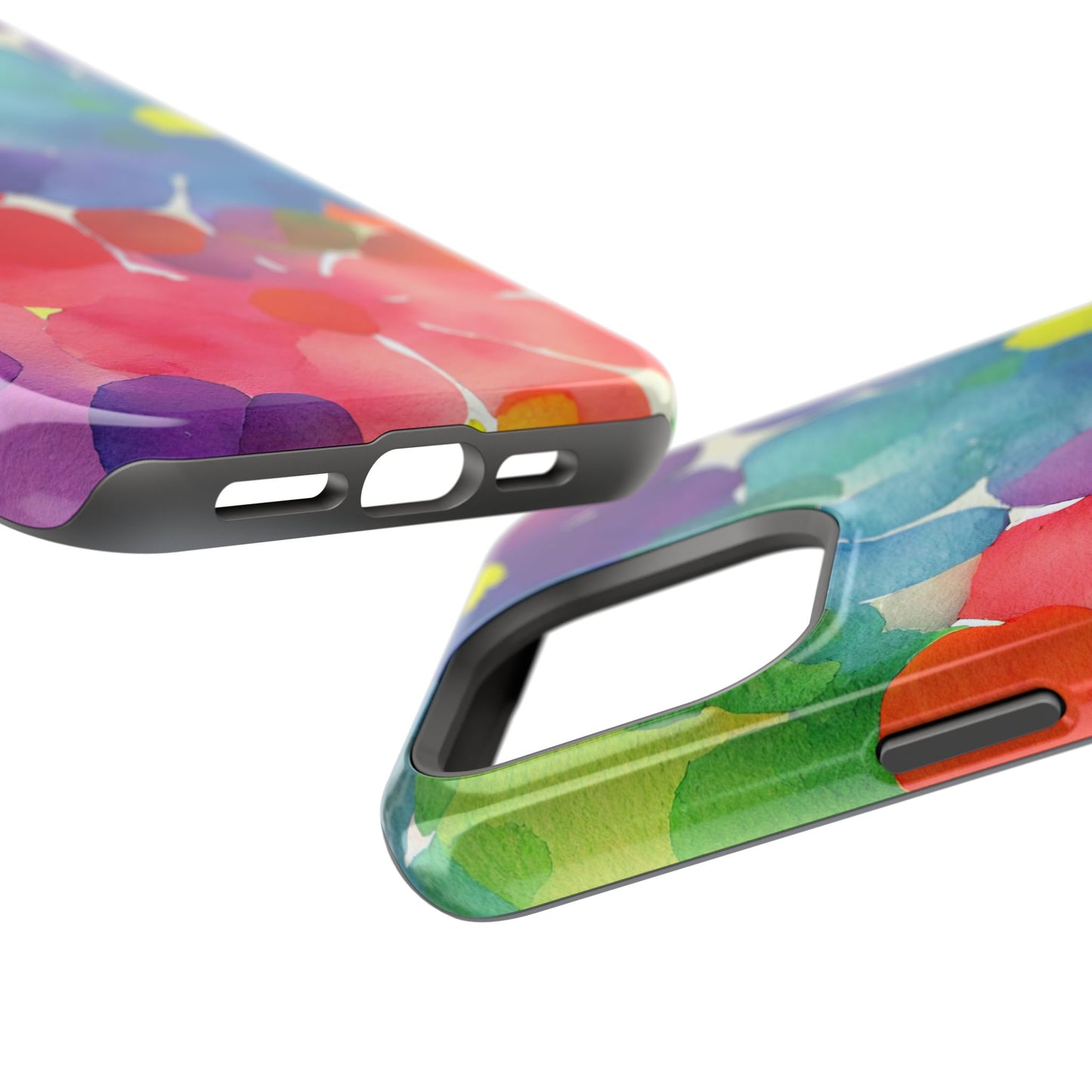 Rainbow Bloom Watercolor MagSafe iPhone Case – Slim Design, Glossy Finish