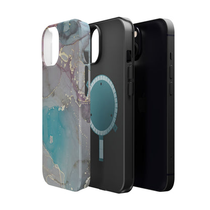 Sky Blue & Purple Marble Wave – MagSafe Case with Dreamy Marble Design