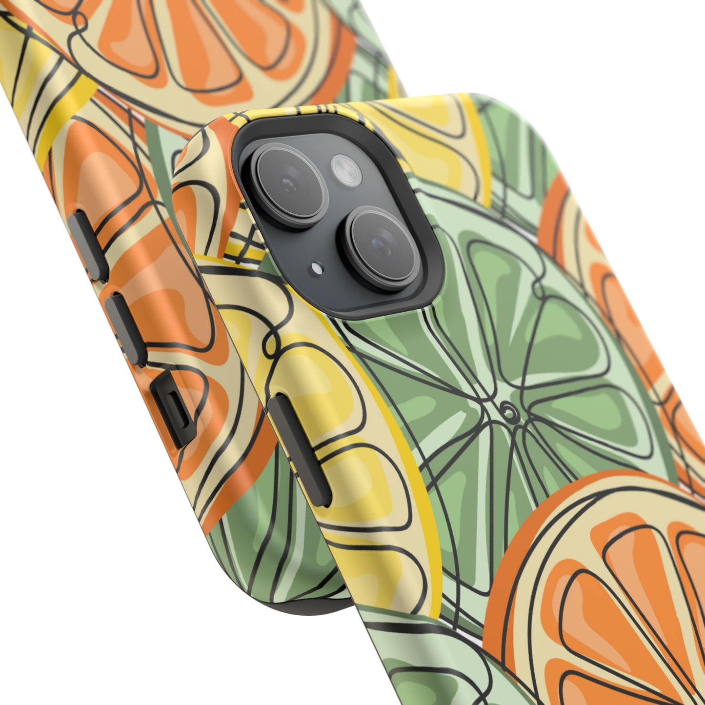 Citrus Zest Tough MagSafe iPhone Case – Bold Lime, Lemon, and Orange Design, Shockproof Protection