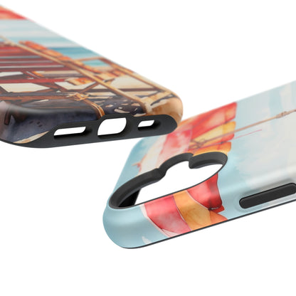 Beachfront Sunset Lounge MagSafe iPhone Case – Vibrant Watercolor Design