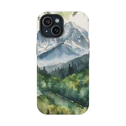 Watercolor Alpine Mountainscape - MagSafe iPhone Case