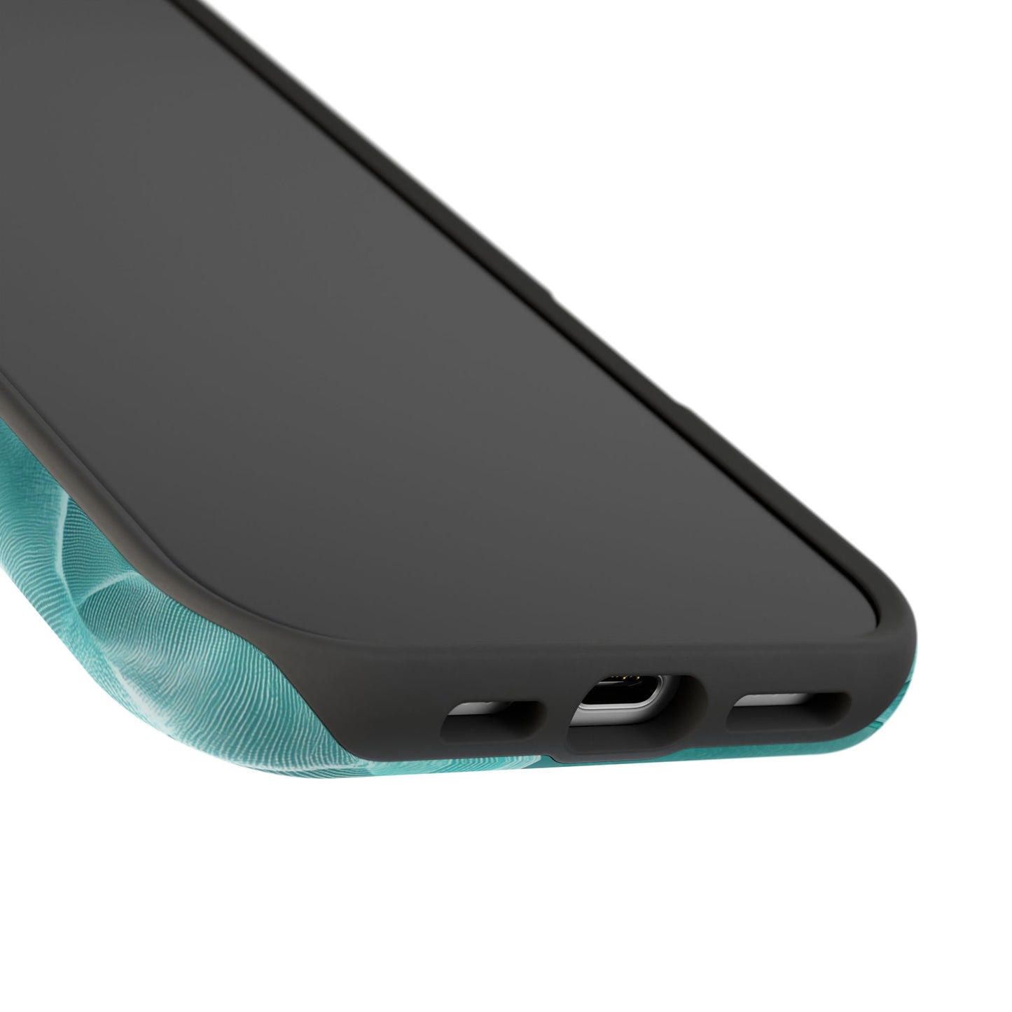 Elegant Flowing Teal Fabric MagSafe iPhone Case – Soft Waves Design