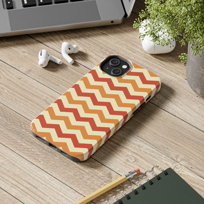 Warm Sunset Chevron – Orange, Red & Cream Geometric iPhone Case