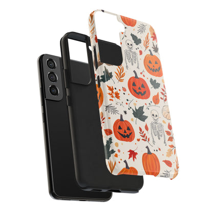 Halloween Pumpkin & Skeleton Samsung GalaxyCase – Spooky Autumn Design