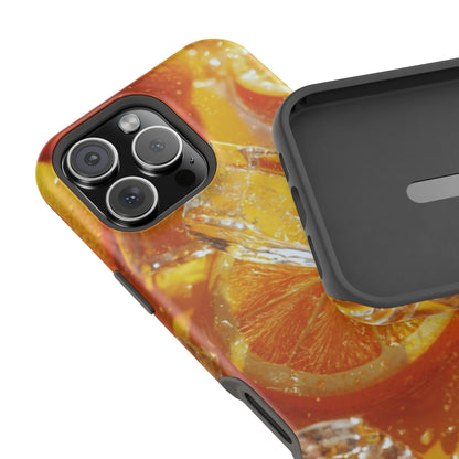 Citrus Orange Splash MagSafe iPhone Case – Dual-Layer Tough Protection, Vibrant Summer Design