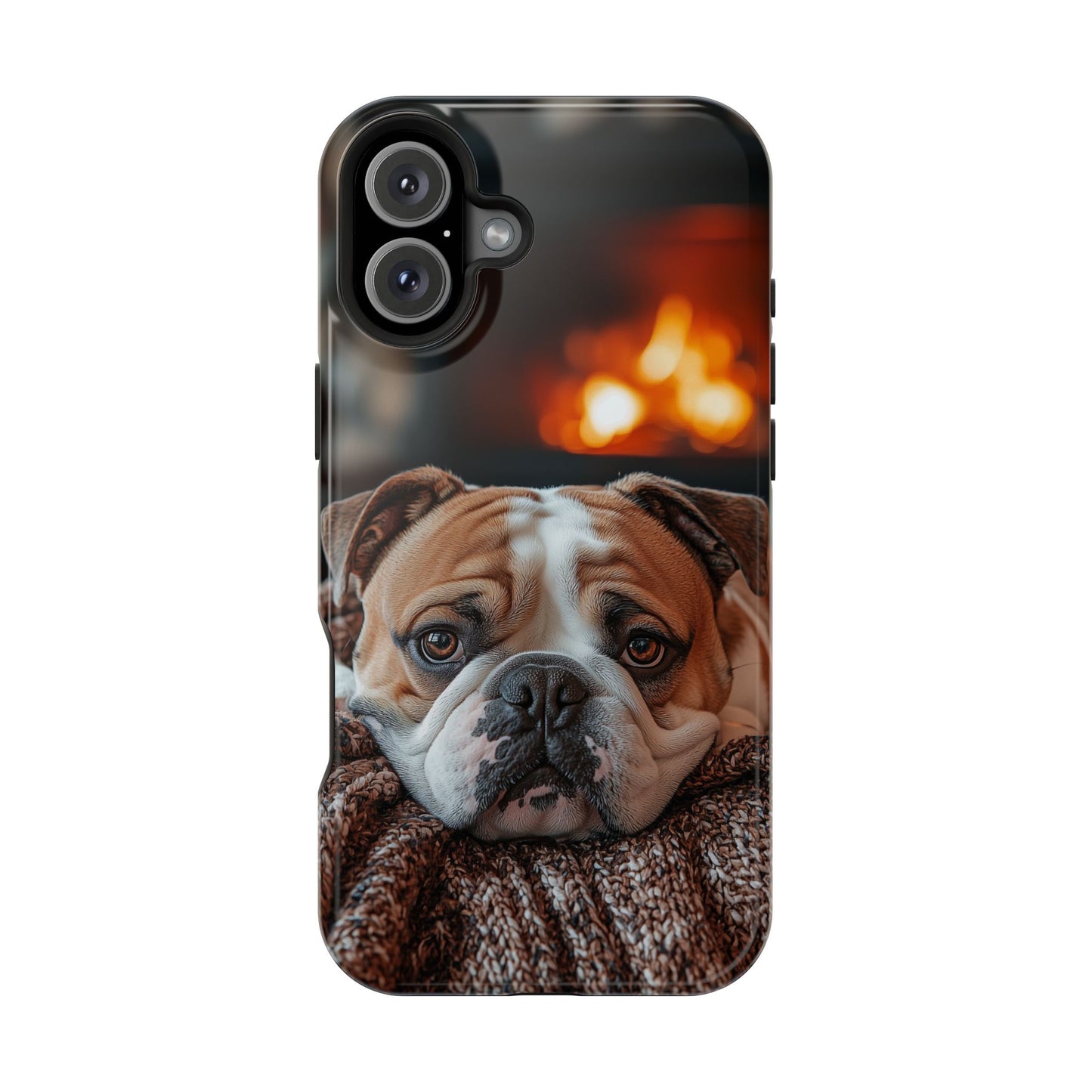 Cozy Bulldog MagSafe Case – Fireside-Inspired Protective Cover