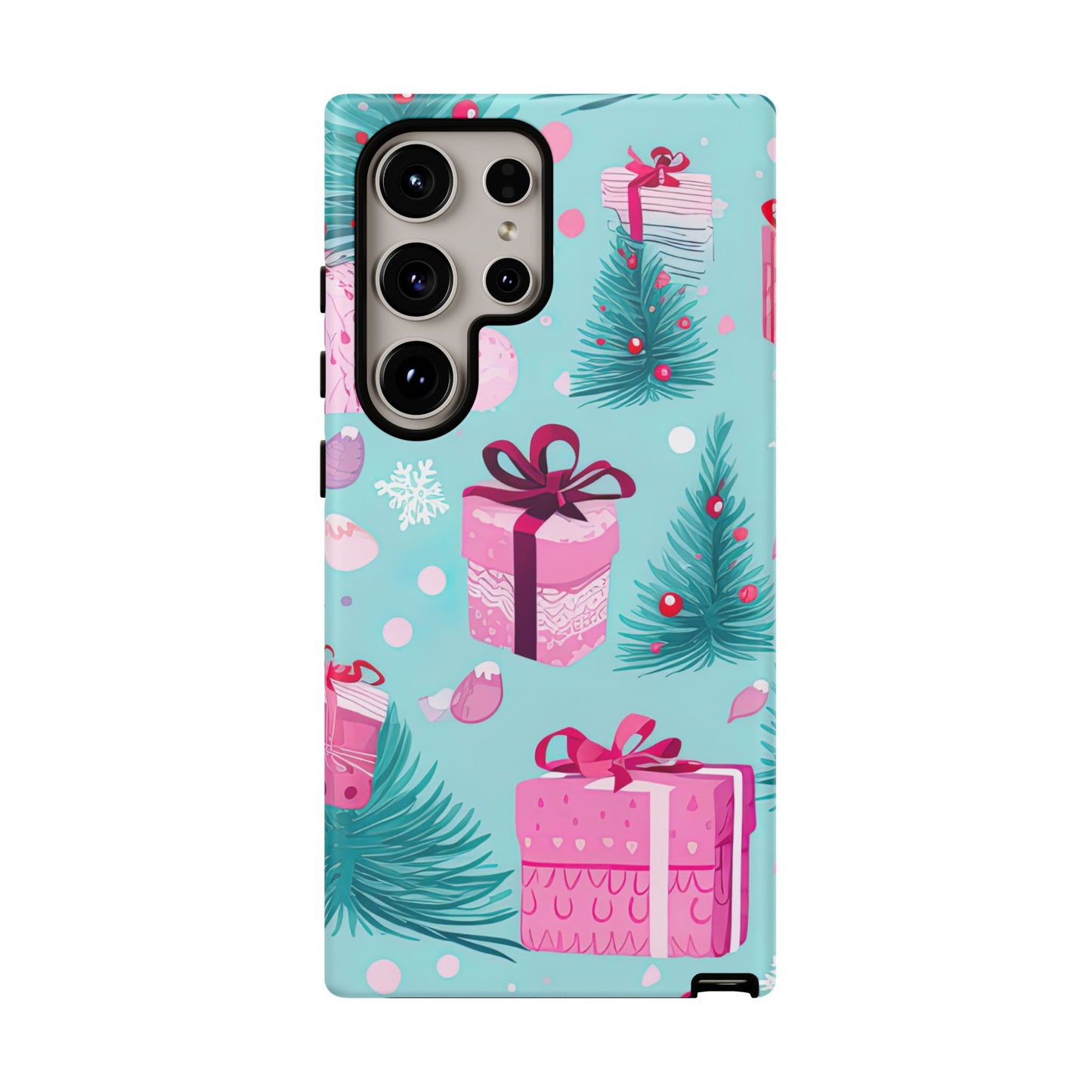 Festive Pink Christmas Gifts and Evergreen Samsung Galaxy Case – Holiday Theme, Protective Cover