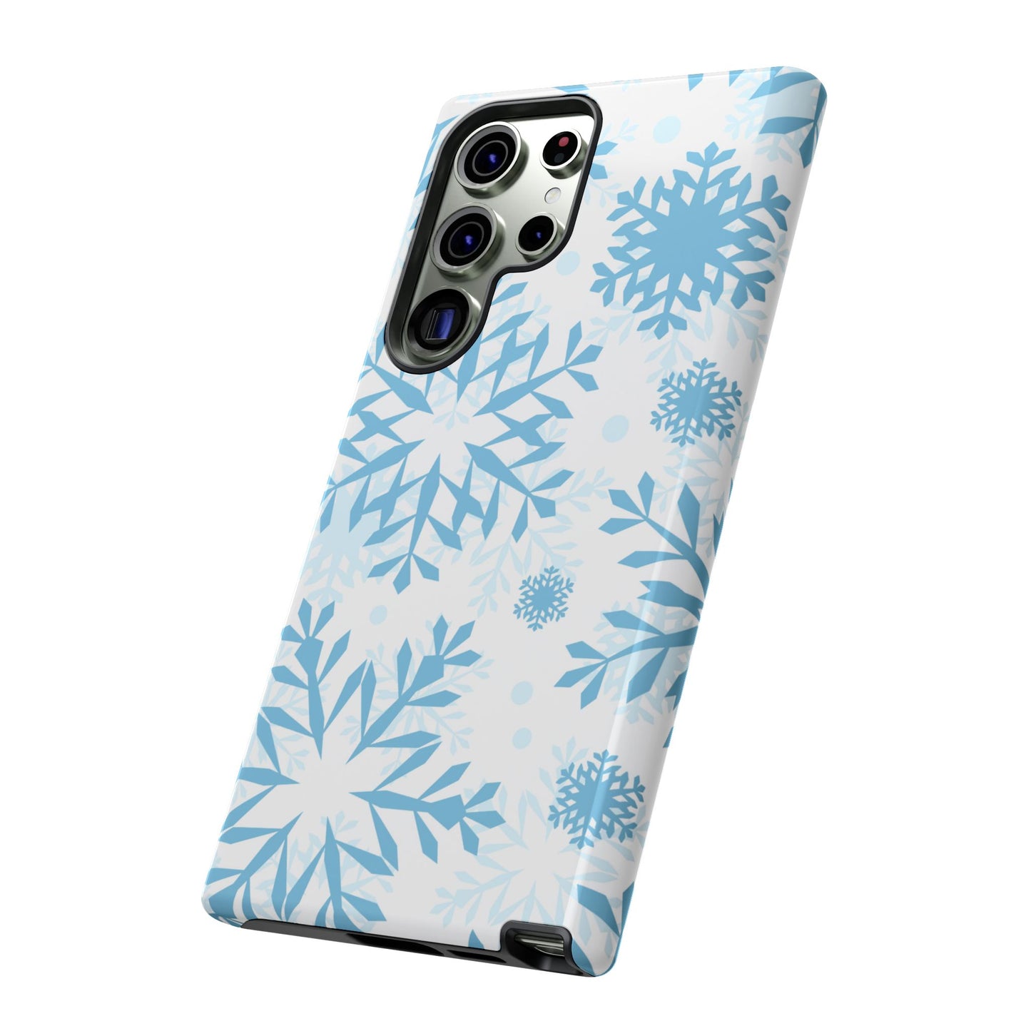 Frosty Blue Snowflakes Samsung Galaxy Case – Shockproof, Smooth Matte Finish, Dual-Layer Design