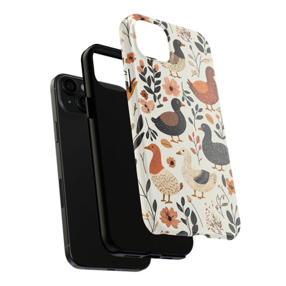 Farm Duck & Flowers iPhone Case – Vintage Floral Design