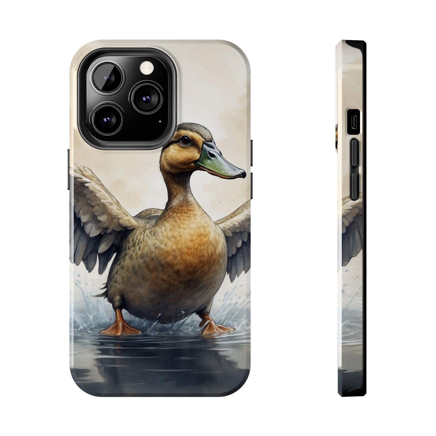 Graceful Duck in Watercolor Scene - iPhone Case