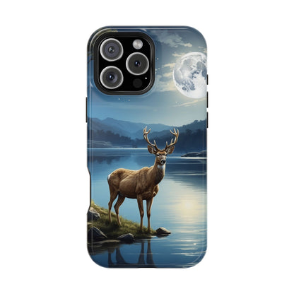 Moonlit Elegance: Stag by the Lake – MagSafe iPhone Case