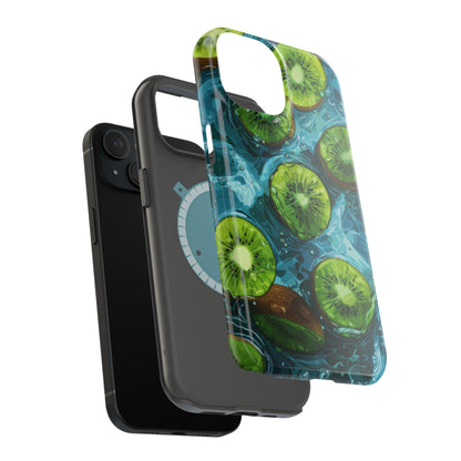 Tropical Kiwi Splash MagSafe iPhone Case – Tough Dual-Layer, Vibrant Summer Design