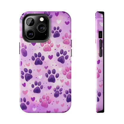 Purple Paw Print iPhone Case - Cute Pet-Themed Protective Cover