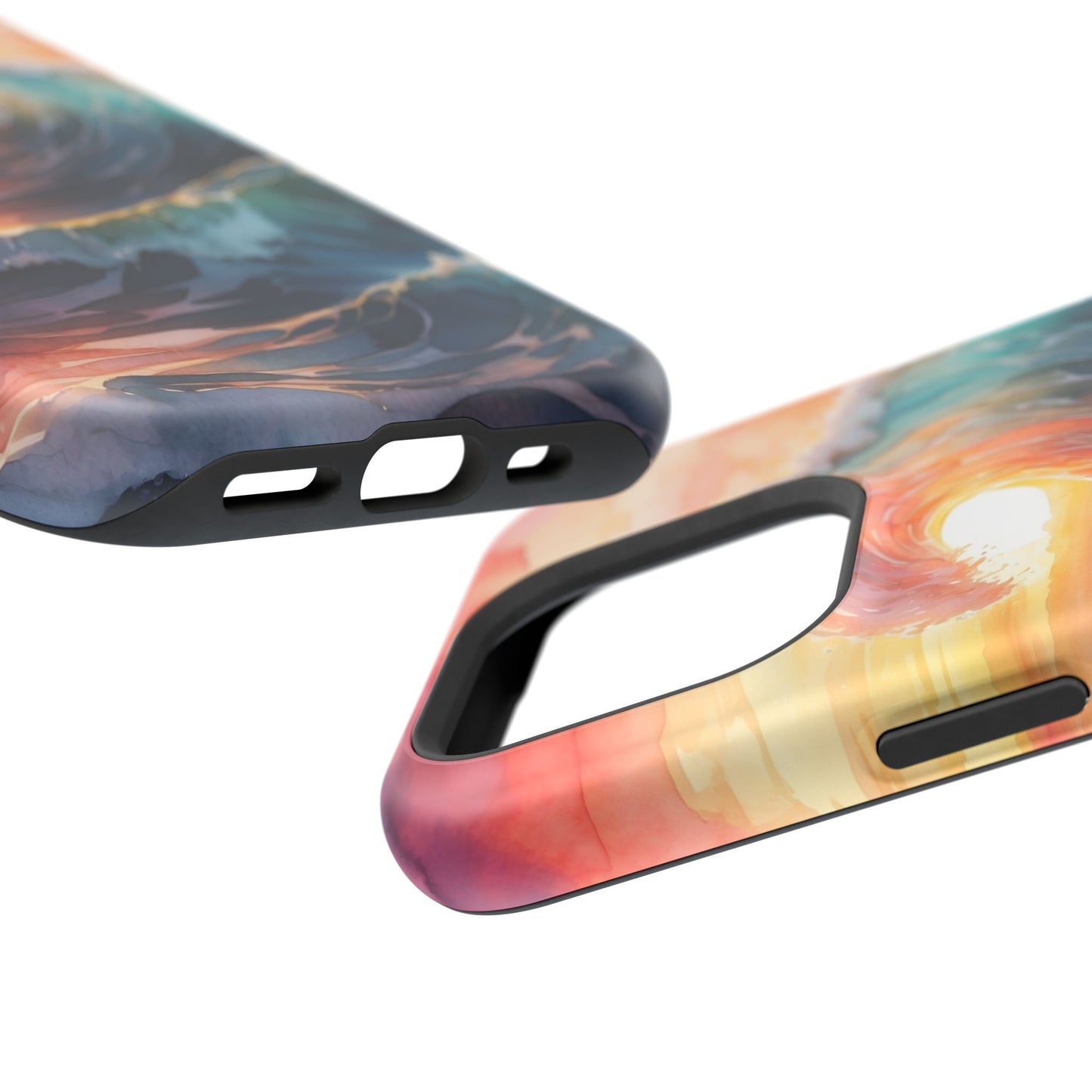 Ocean Sunrise Wave MagSafe iPhone Case – Vibrant Watercolor Wave Design