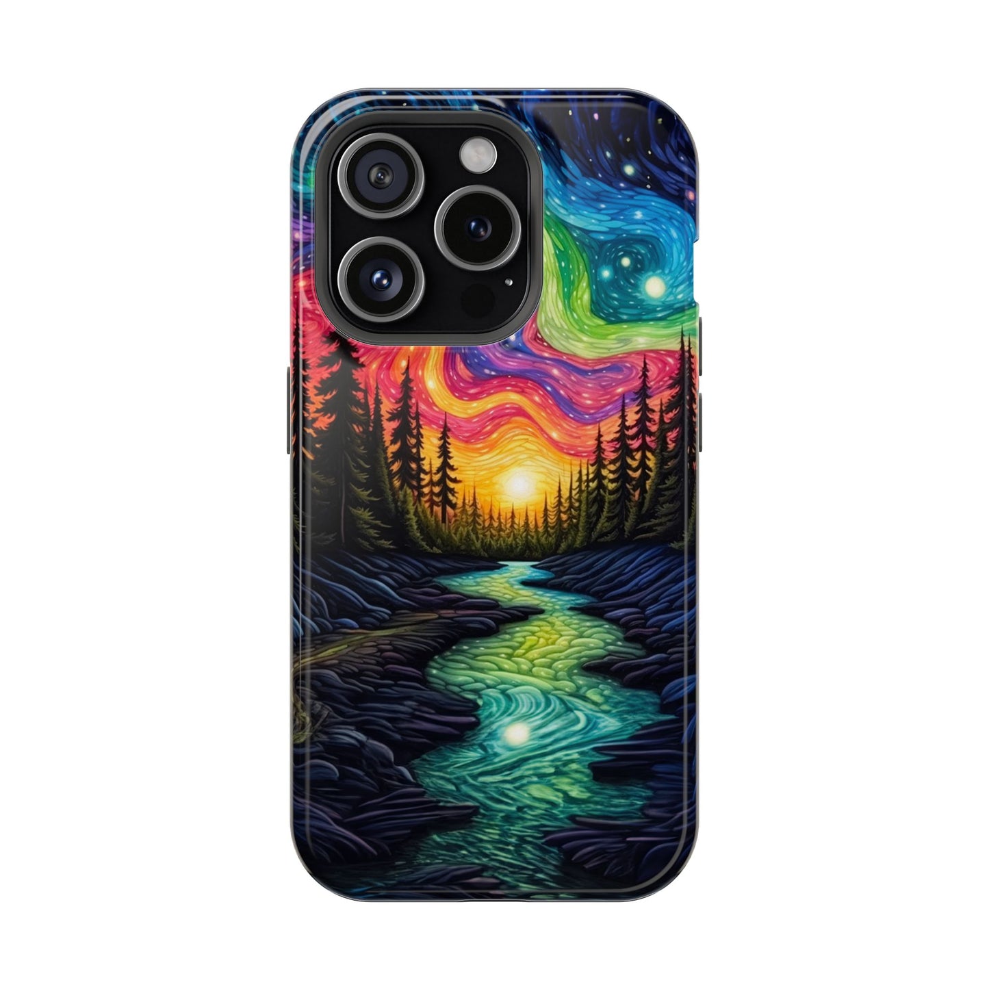 Celestial Nightscape MagSafe iPhone Case – Vibrant River and Starry Sky Design