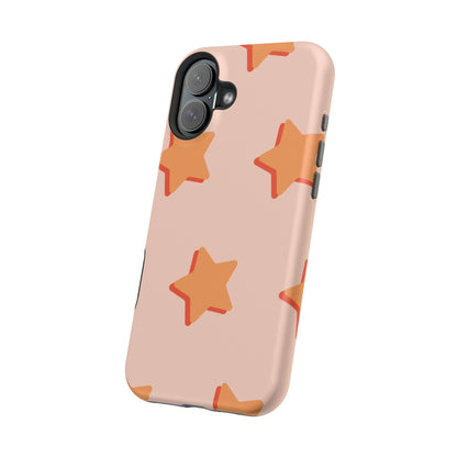 Retro Orange Stars MagSafe iPhone Case – Shock-Resistant, Smooth Matte Finish, Dual-Layer Design