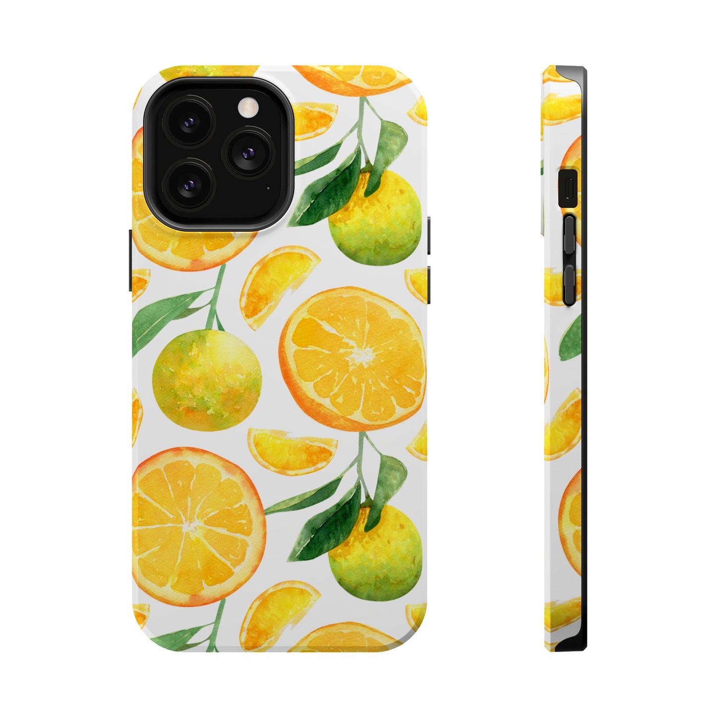 Sunny Citrus Grove Tough MagSafe iPhone Case – Watercolor Orange Design, Dual-Layer Protection