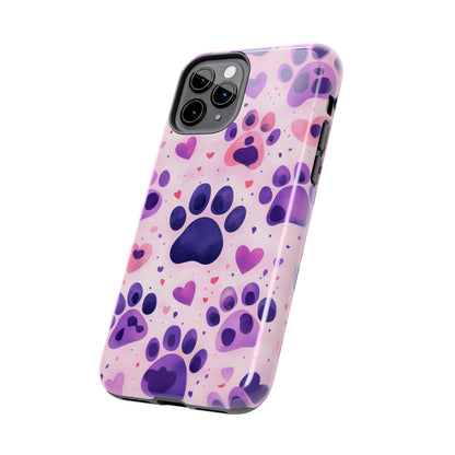 Purple Paw Print iPhone Case - Playful Pet Lover’s Protective Cover