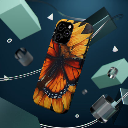 Monarch Butterfly & Sunflower Art – MagSafe iPhone Case