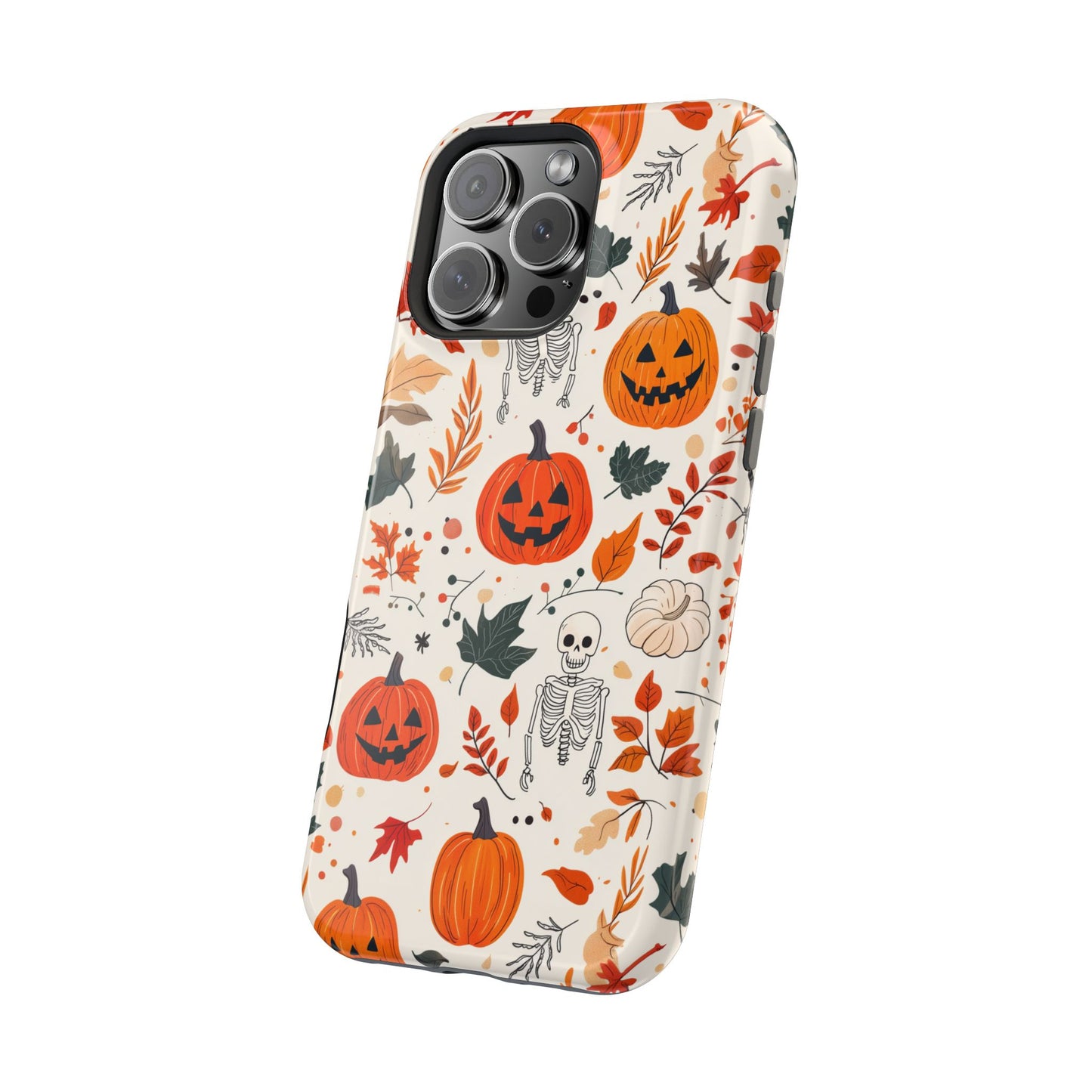 Halloween Pumpkin & Skeleton MagSafe iPhone Case – Spooky Autumn Design