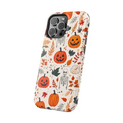 Halloween Pumpkin & Skeleton MagSafe iPhone Case – Spooky Autumn Design