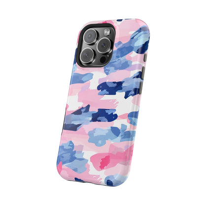 MagSafe Case: Dynamic Pink & Navy Brushstroke Art