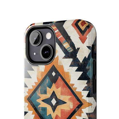 Vintage Southwestern Diamond Tough iPhone Case – Rustic Tribal Design, Dual - Layer Protection - BOGO Cases