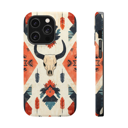 Southwestern Boho Skull Tough MagSafe iPhone Case – Durable Matte Finish, Dual-Layer Protection