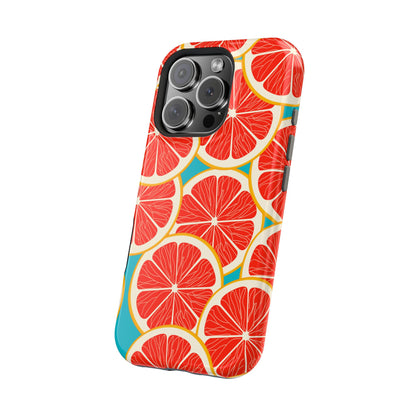 Ruby Grapefruit Pop Tough MagSafe iPhone Case – Vibrant Citrus Design, Shock-Resistant Protection