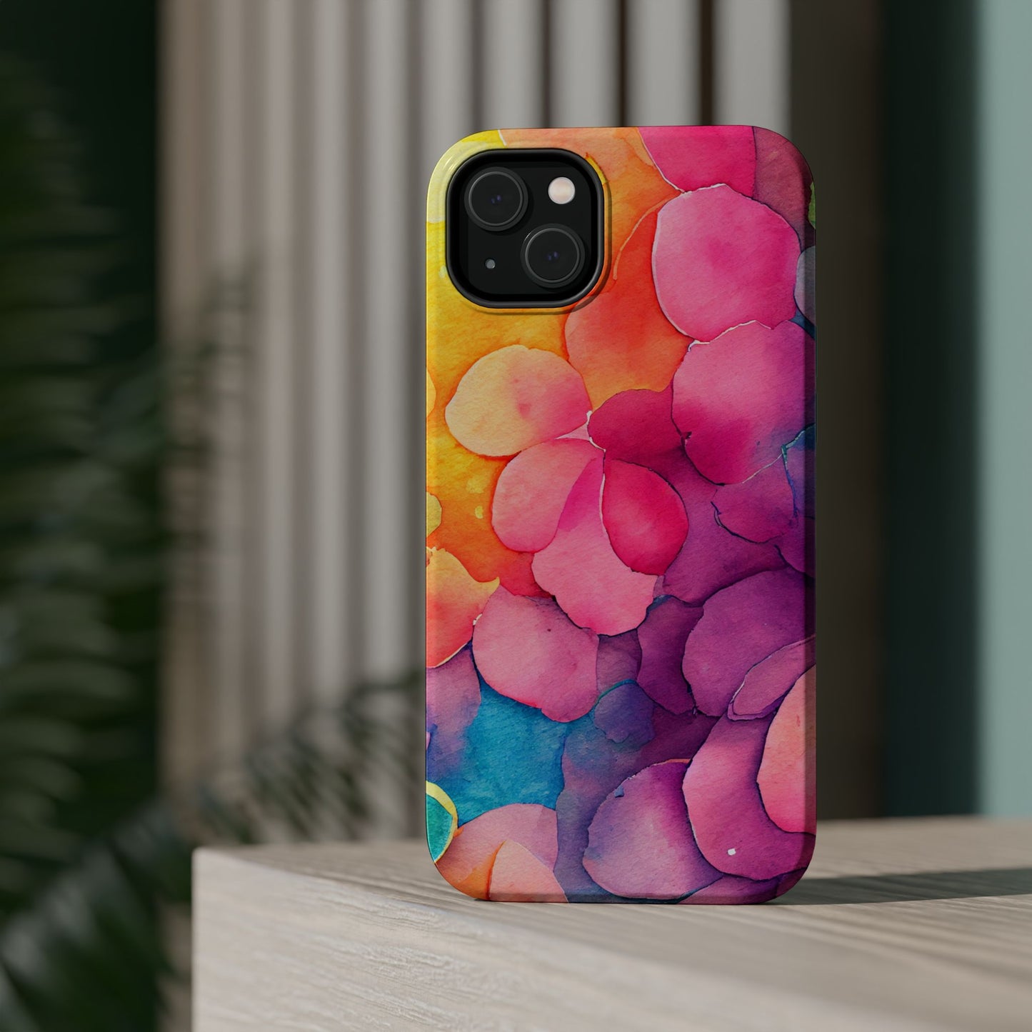 Sunset Petals Watercolor MagSafe iPhone Case – Slim Design, Glossy Finish