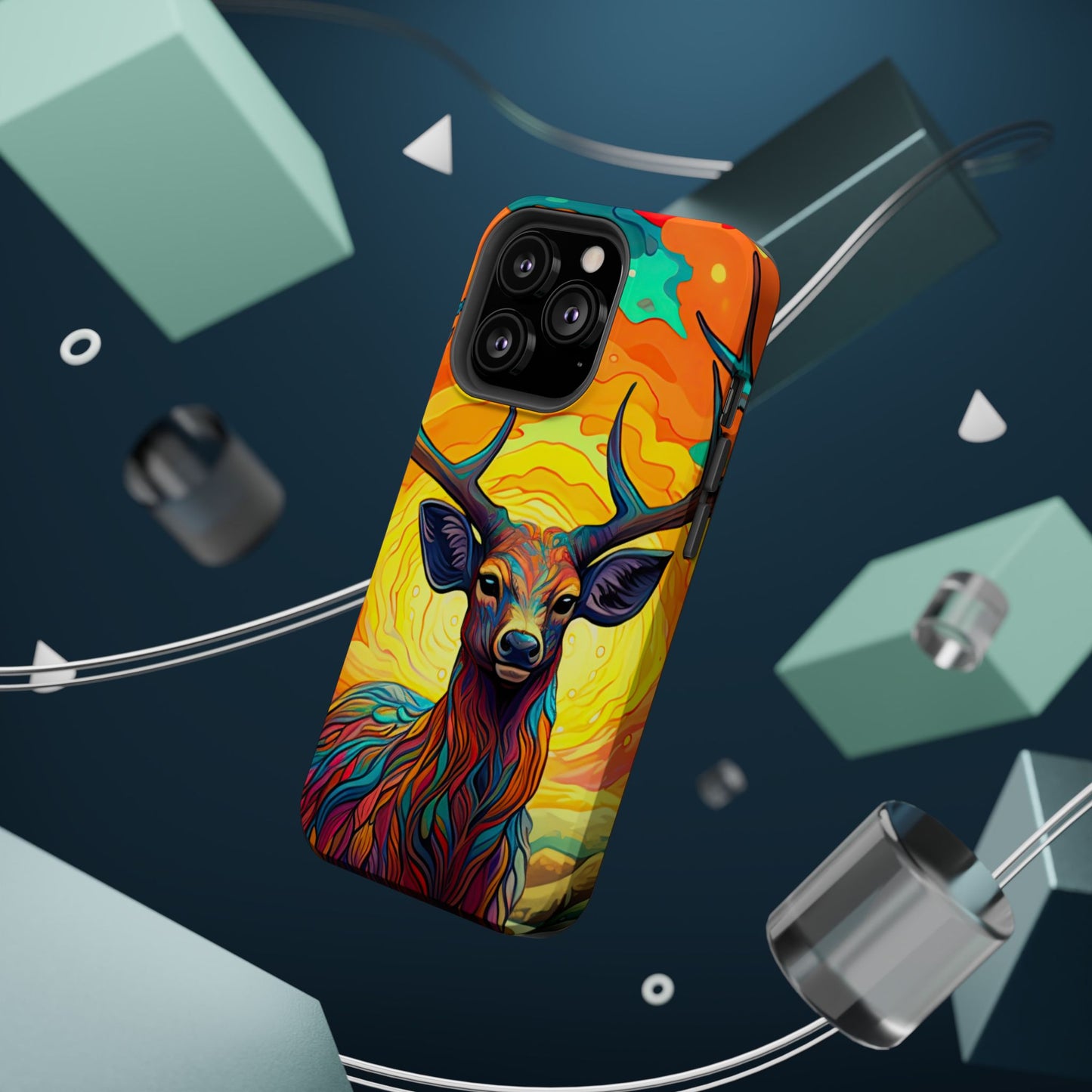 Vibrant Stag in Bloom – MagSafe iPhone Case