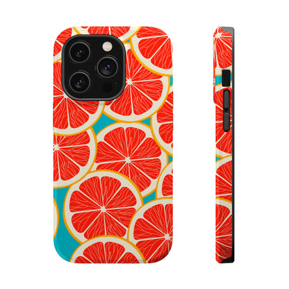 Ruby Grapefruit Pop Tough MagSafe iPhone Case – Vibrant Citrus Design, Shock-Resistant Protection