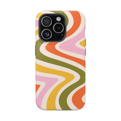 Retro Groove MagSafe iPhone Case – 70s-Inspired Design with Dual-Layer Protection