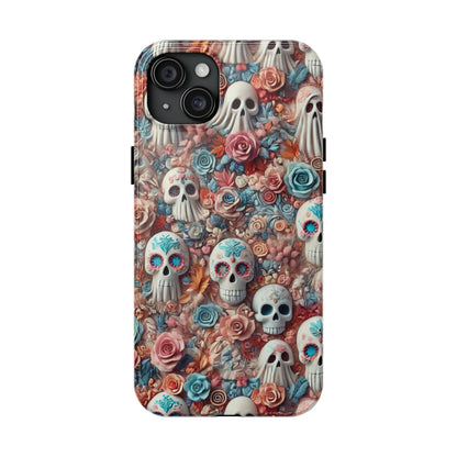 Day of the Dead Floral Skull iPhone Case - Colorful Protective Cover - Halloween Spooky Autumn Case