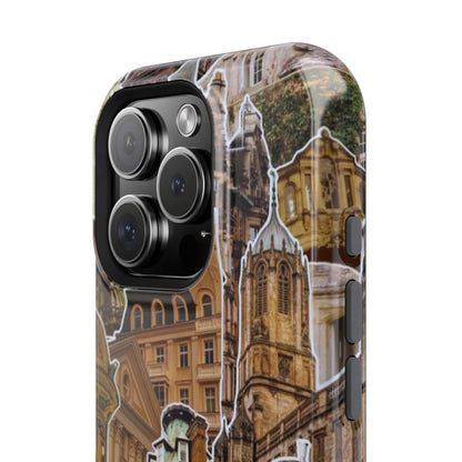 Vintage Architectural Collage MagSafe iPhone Case – Tough Dual-Layer Protection with Matte Finish