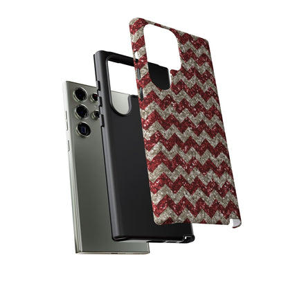 Sparkling Red & White Chevron – Glitter Illusion MagSafe iPhone Case